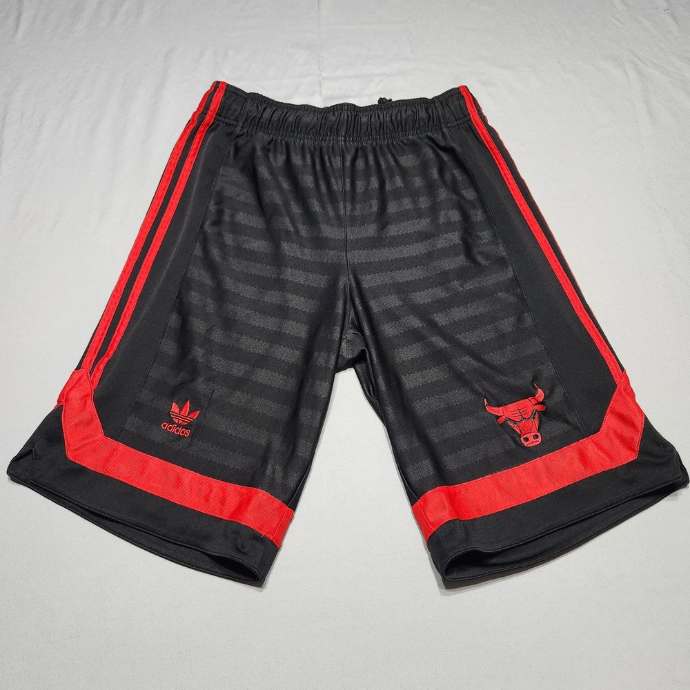 Adidas‎ Originals Chicago Bulls Basketball Shorts Mens Medium Black Red 9521A 12